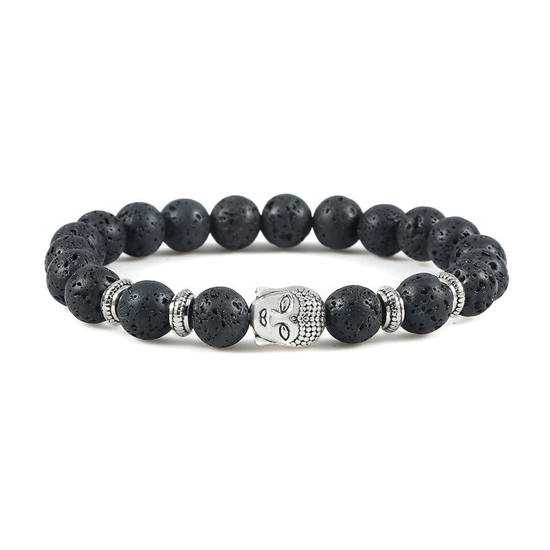 Natural Tiger Eye Black Lava Stone Bracelet for Men