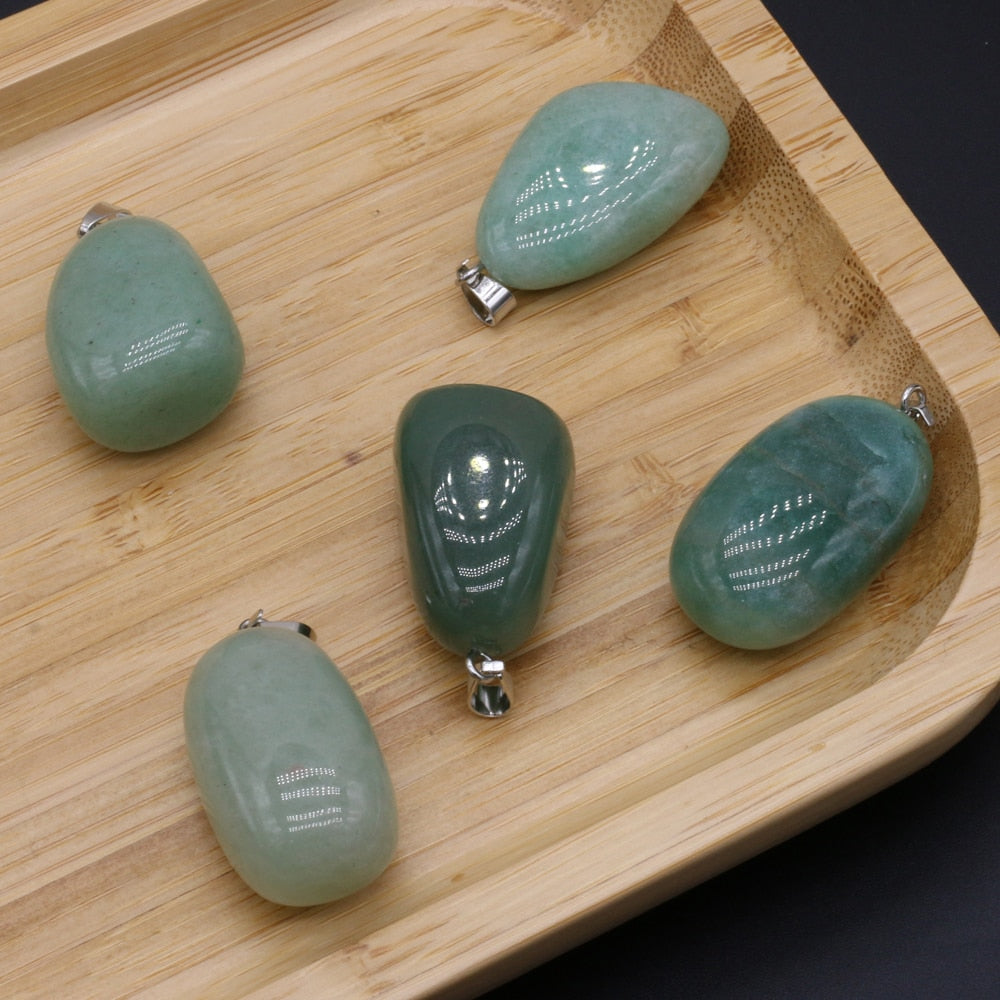 Stone Crystal Pendants Polished Green Jades