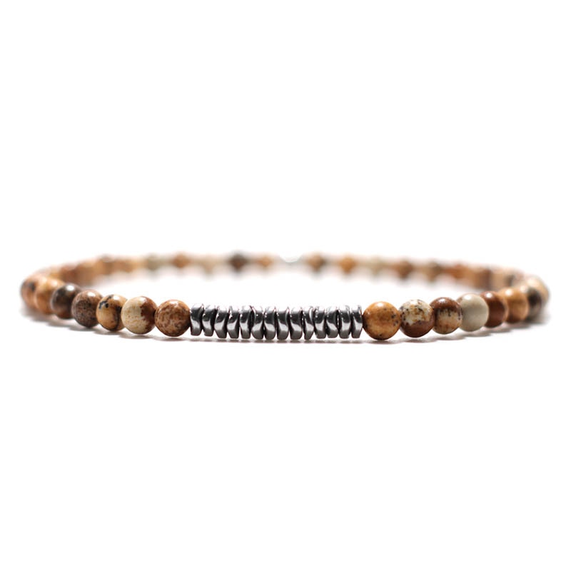 Bracelet Men Natural Volcanic Rock Tiger Eye Beaded