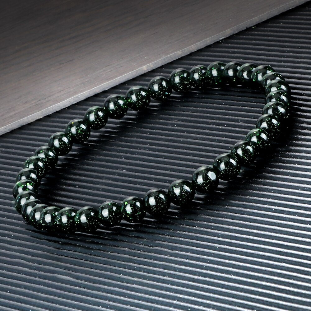Natural Sandstone Bracelet Bangle Blue Green Goldstone