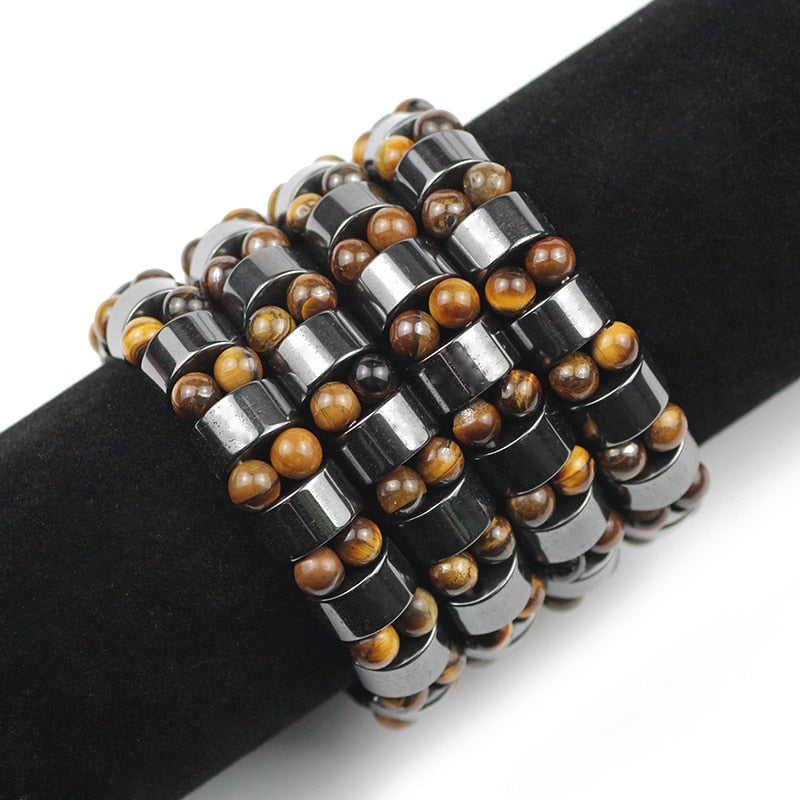 Tiger's Eye Hematite Charm Bracelets Men