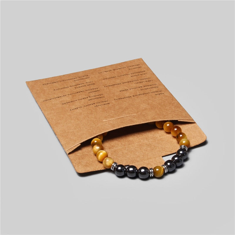 Men Bracelet Natural Hematite Tiger Eye Bead