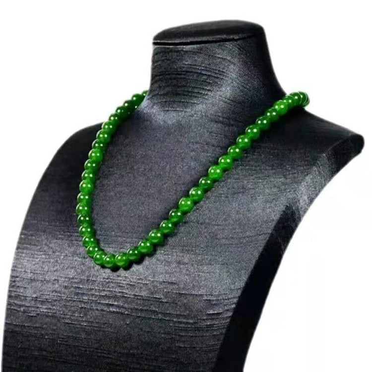 Genuine Natural Green Jade Beaded Necklace