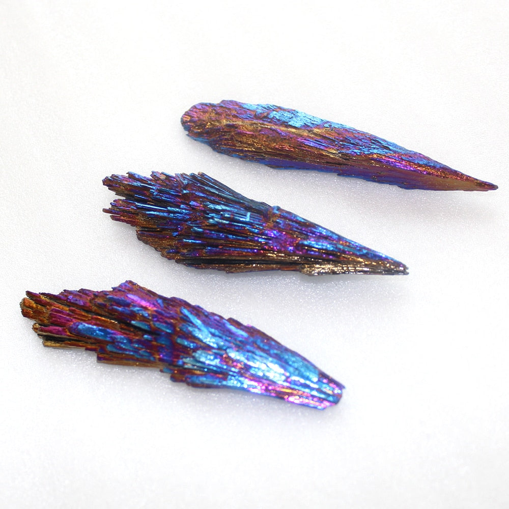 Natural Quartz Crystal Jet stone Rainbow Titanium