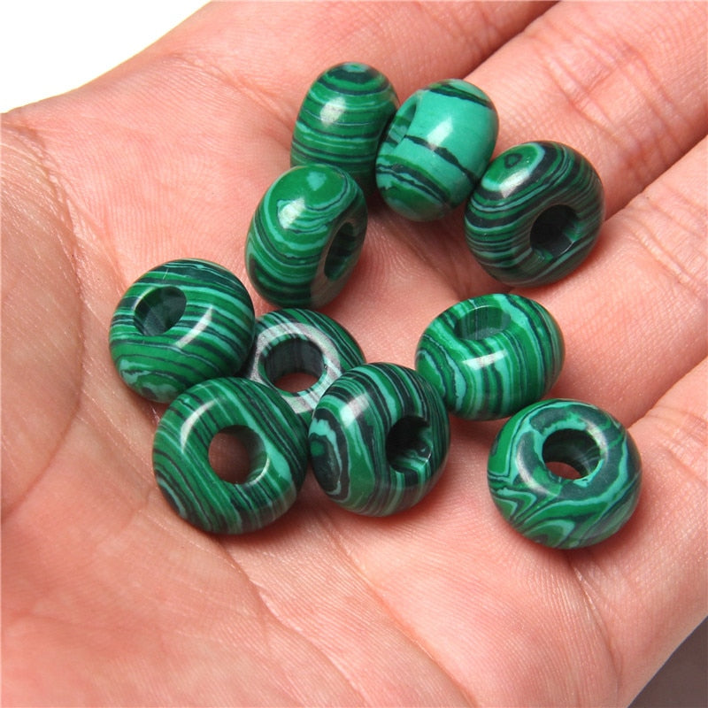 Stone Charms Pendant Spacer Round Big Hole Beads