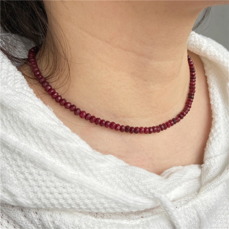 Natural Stone Wheel Beads Necklace Fashion Choker