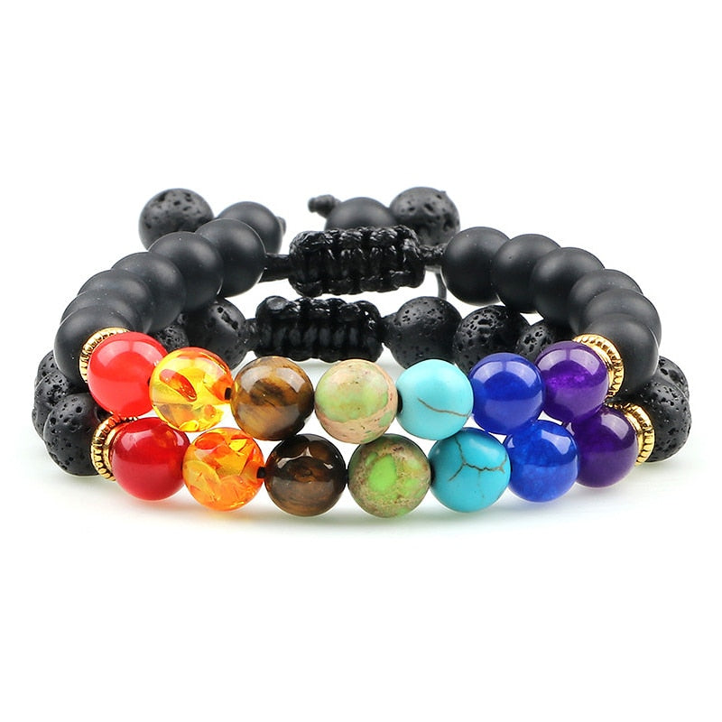 Men Women 8mm Natural Beaded Bracelet Lava