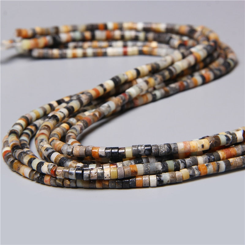 Natural Rondelle Stone Beads Flat Round Jaspers