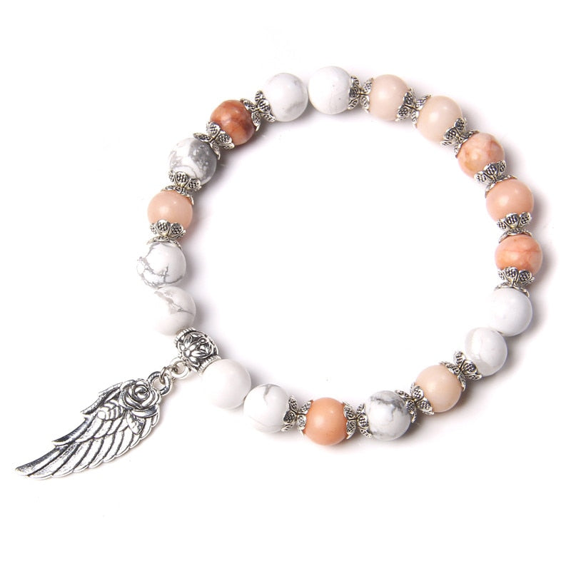 Handmade Rose Angel Wing Bracelet Natural Pink