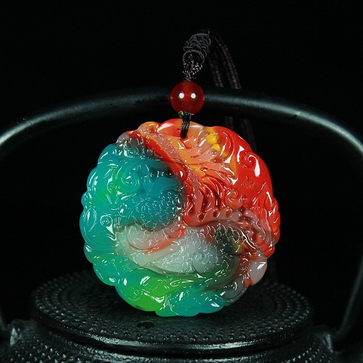 Chinese Natural Colour Jade Kirin Pendant Necklace