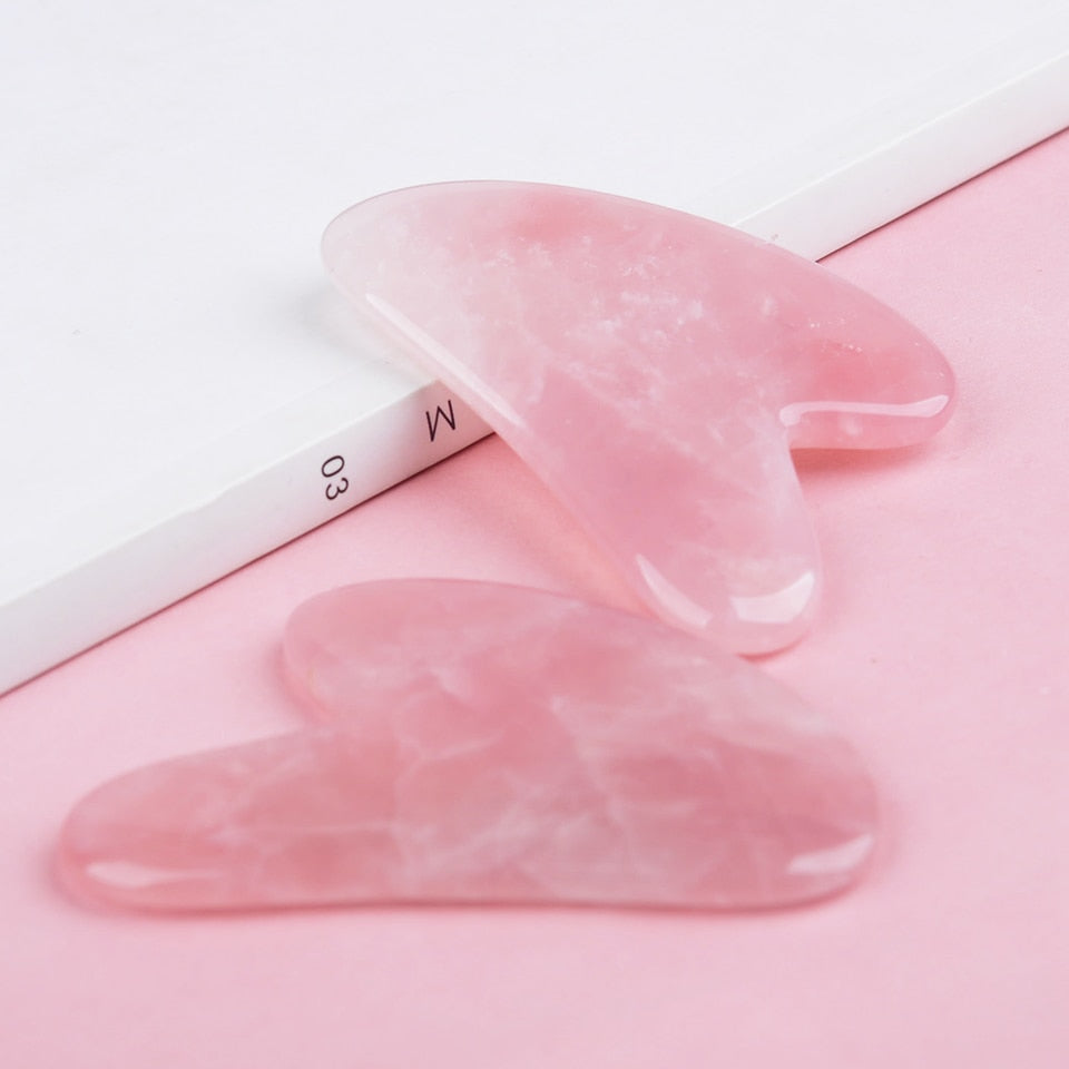 Natural Jade Stone Gua Sha Board Massage Rose Quartz