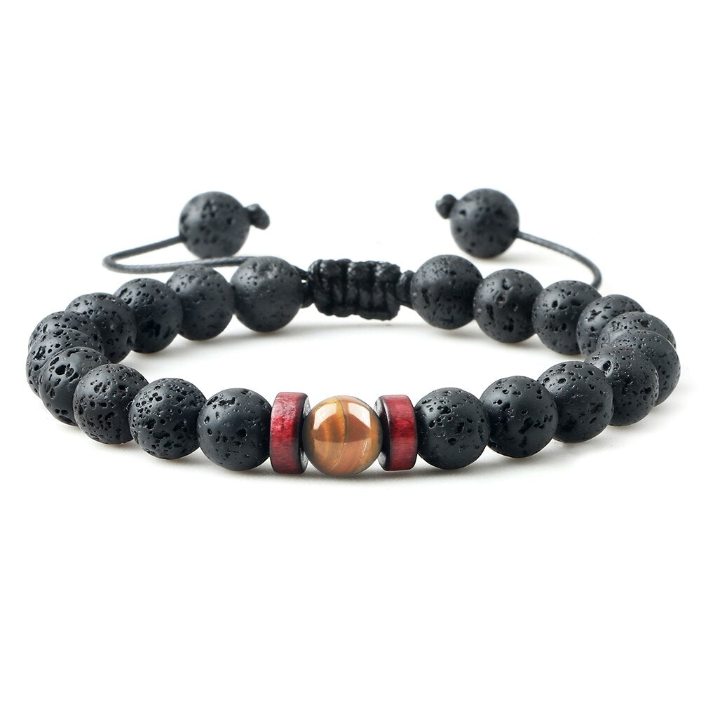 Natural Volcanic Rock Stone Men Bracelets