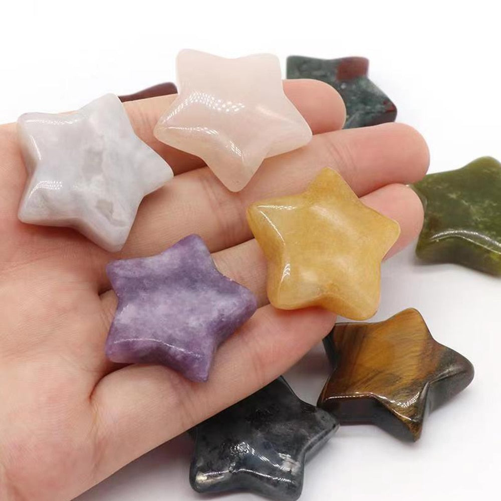 Pentagram Statue Rose Quartz Amethyst Healing Crystal