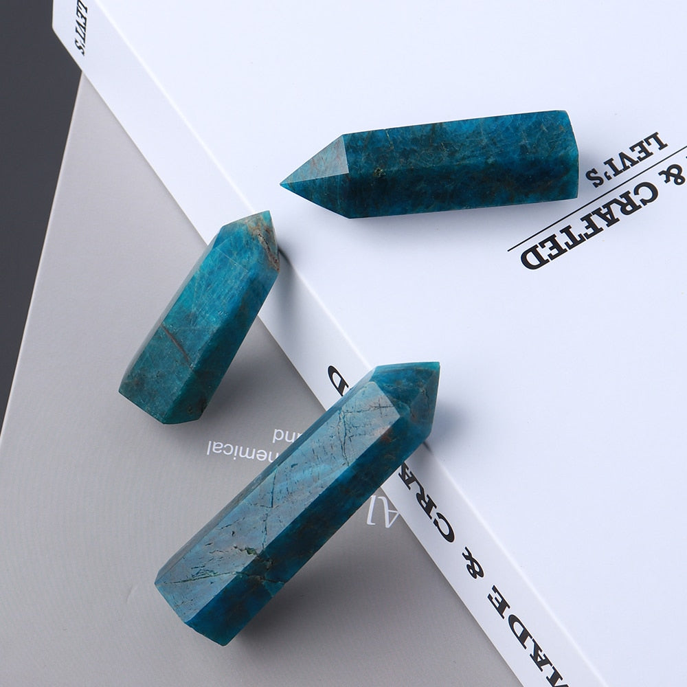 Quartz Wand Blue Apatite Point Crystal Tower Mine Energy
