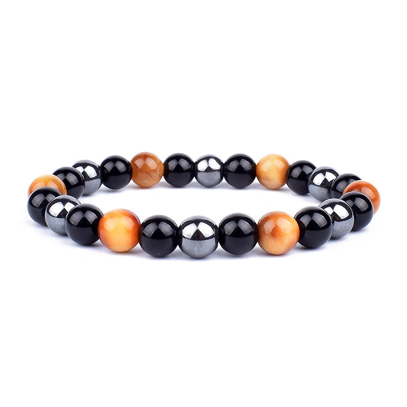 Men Bracelets 10mm Natural Stone Black Onyx