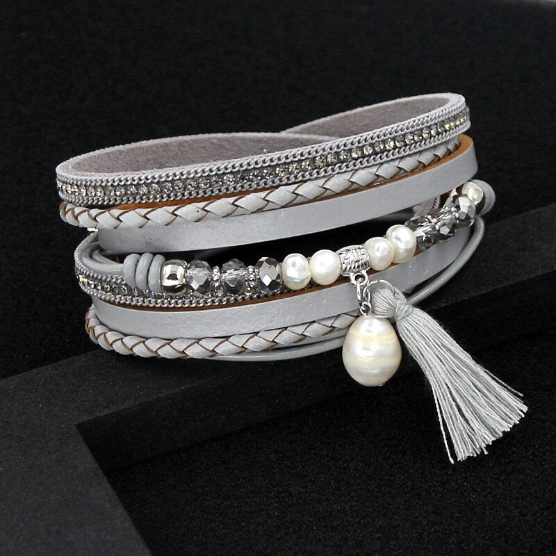 Women's Bracelet Jewelry Multi-Layer Leather Winding
