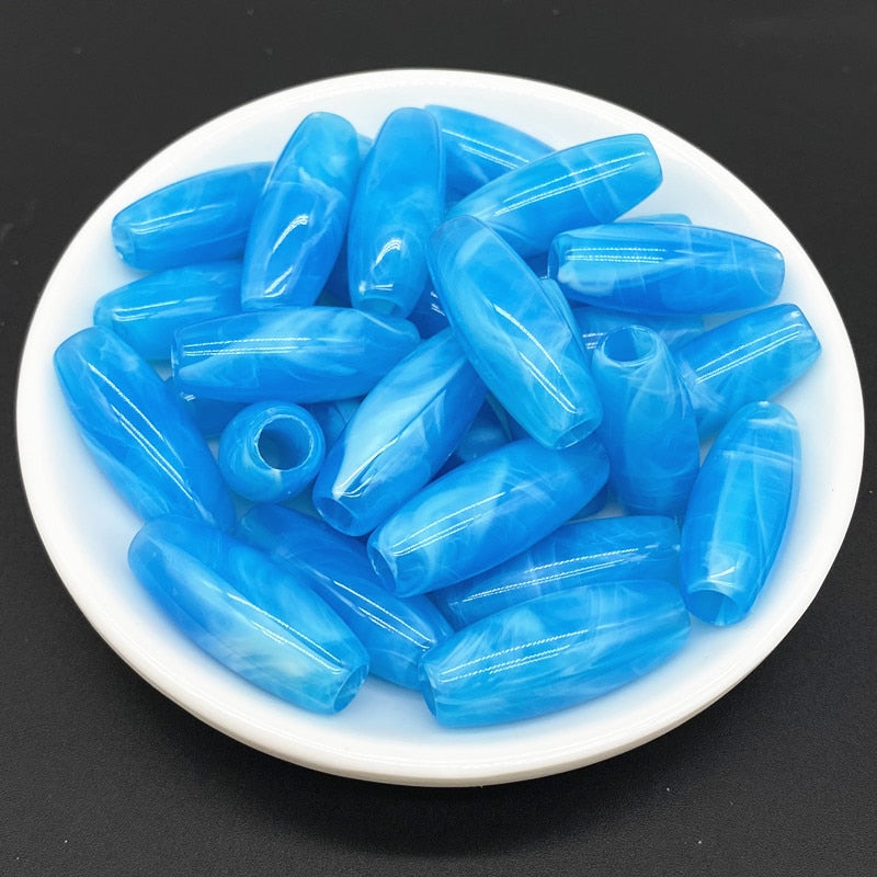 Big Hole Dzi Bead Shape Acrylic Beads Clouds Effect