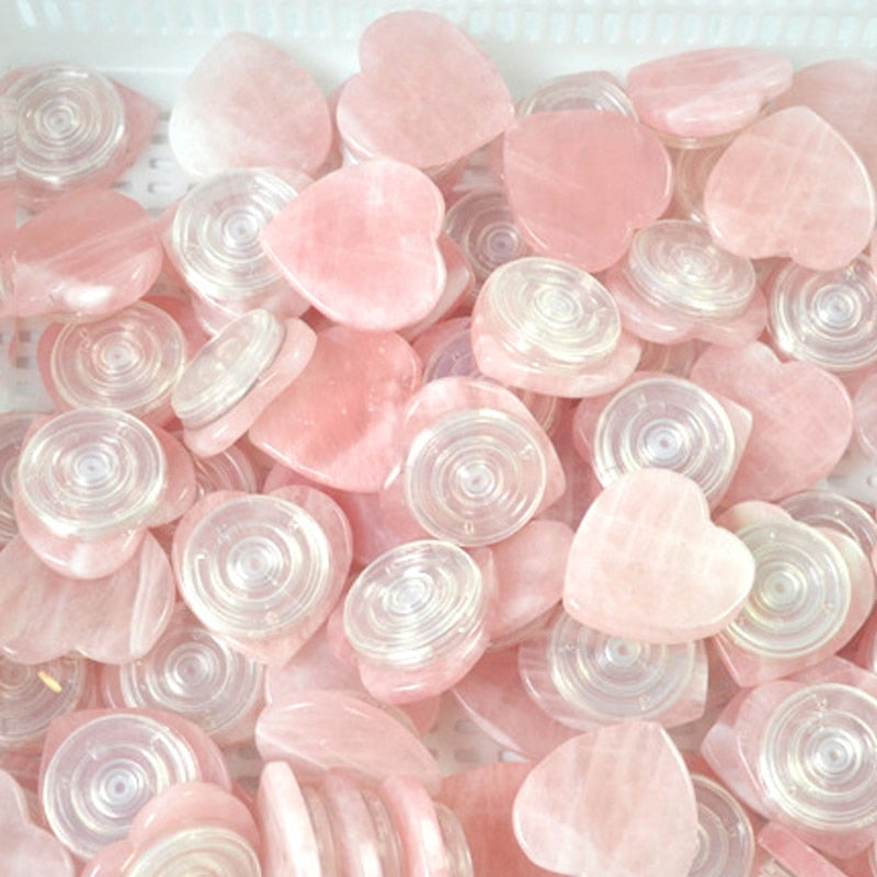 Rose Quartz Phone Holder Support Heart Shape Rock