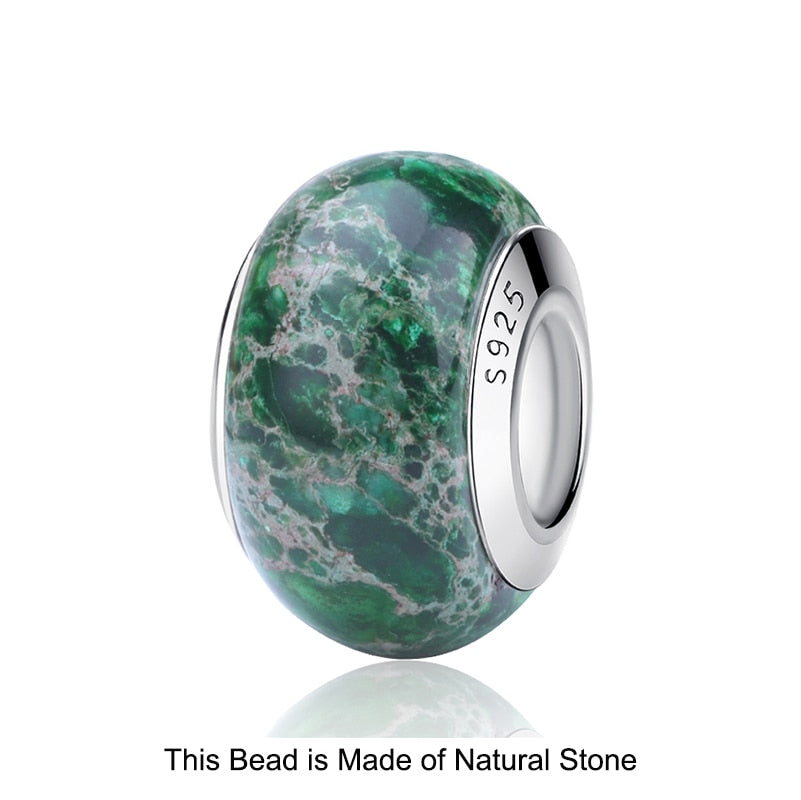 Sterling Silver Glass Bead Wood Stone Murano Flower