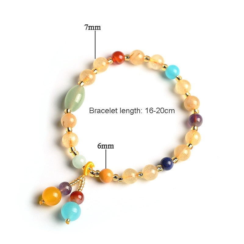 Natural Rutilated Quartz Crystal Beads Strand Bracelets