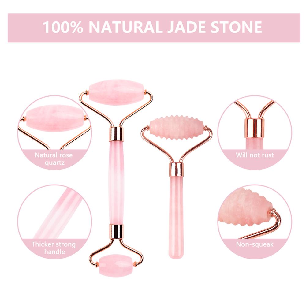 6 in 1 Jade Roller Rose Quartz Natural Stone Crystal