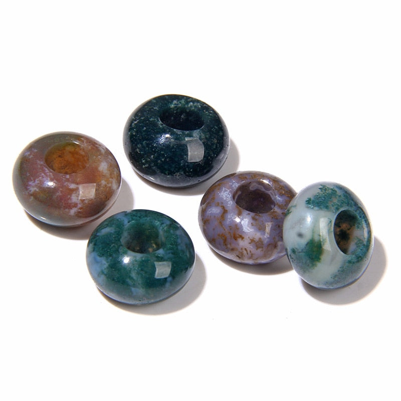 Wholesale Big Hole Bead Pendant Natural Round Jades