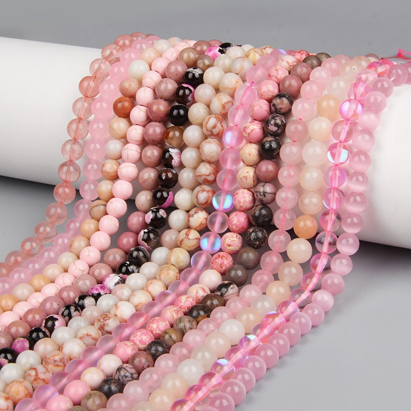 Natural Stone Beads Rose Pink Quartz Crystal Beads