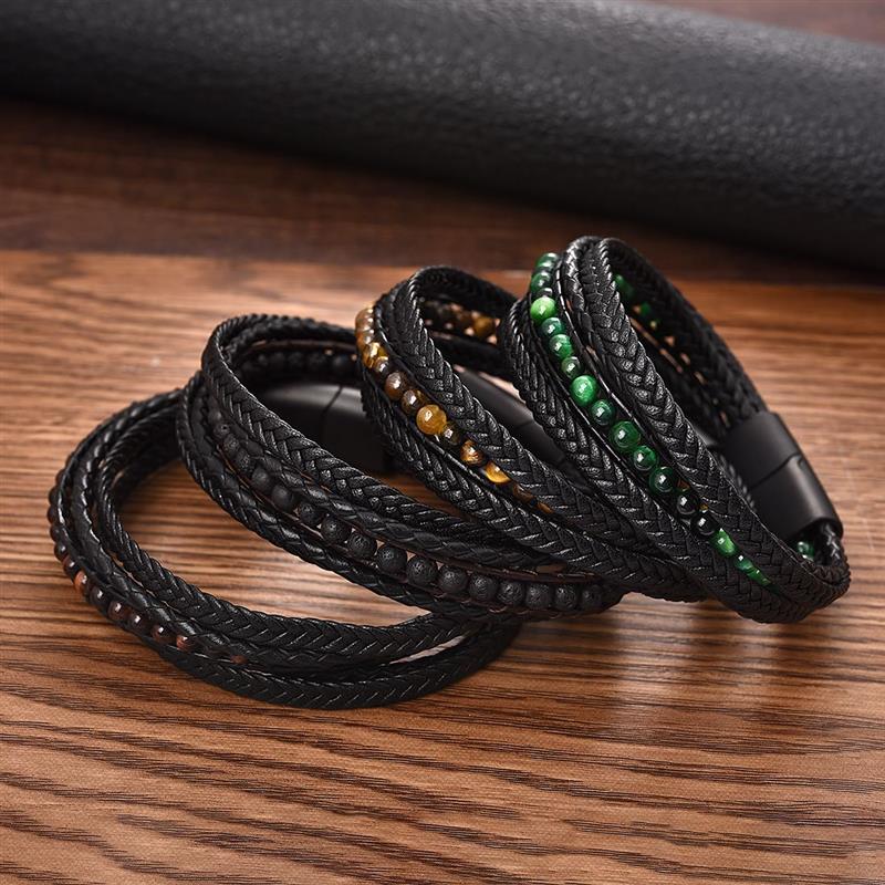 Fashion Natural Stone Beads Men Bracelet Multilayer