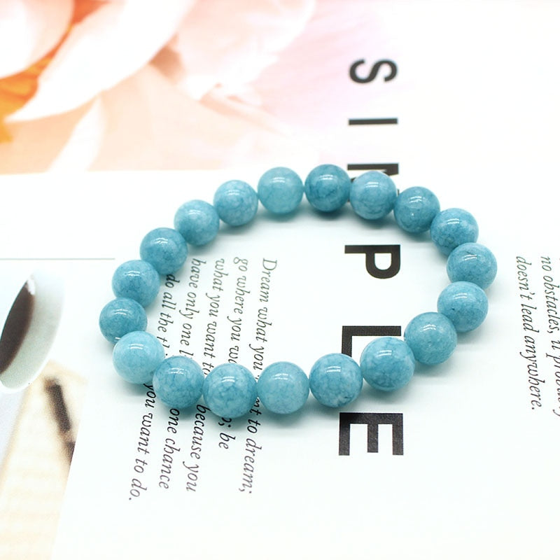 Natural Aquamarin Agat Stone Beads Bracelet