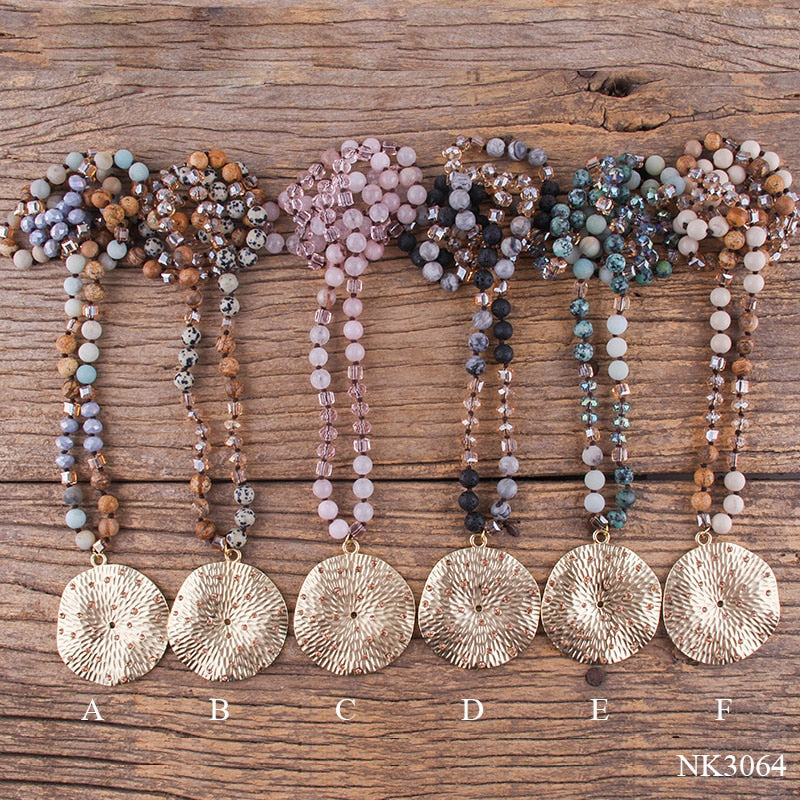 Fashion Bohemian Jewelry Natural Stones With Glass