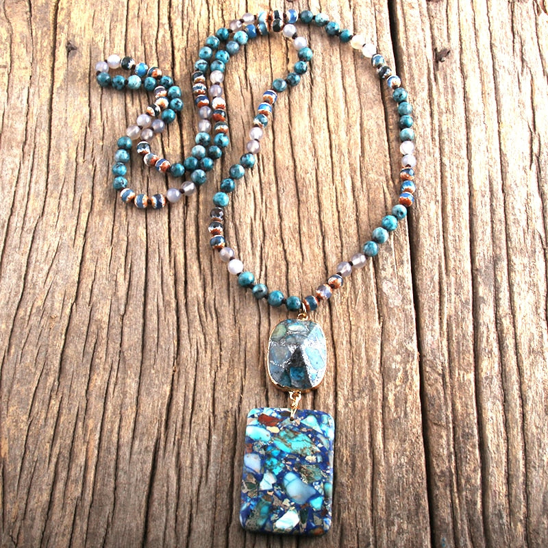 Bohemian Jewelry Natural Stones Crystal Stone Knotted