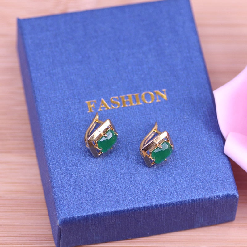 Jade Rose Gold Cotume Jewelry For Women Hoop Earrings