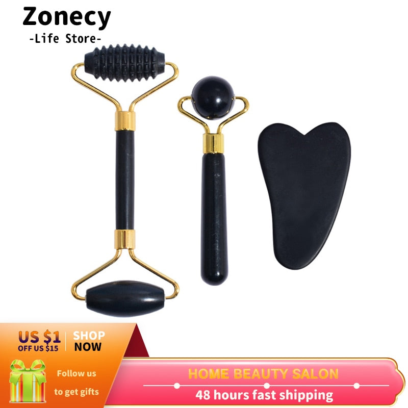 Obsidian Jade Roller Stone Natural Facial Massager
