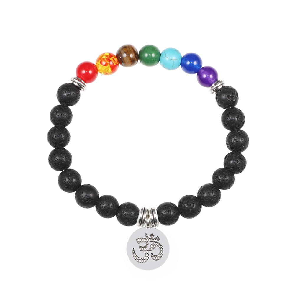 Natural Volcanic Rock Stone Men Bracelets