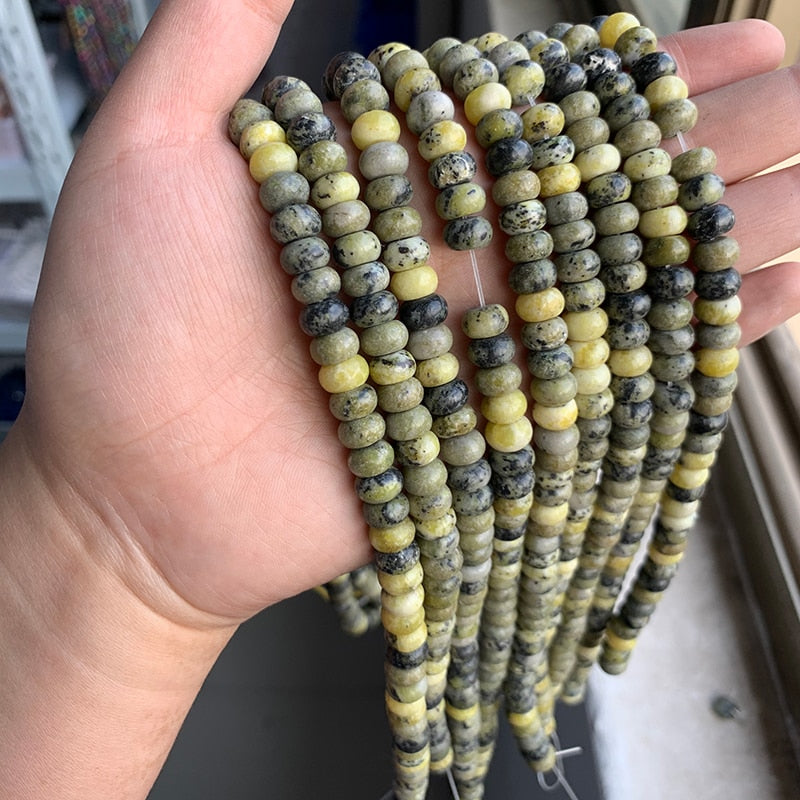 Stone Rondelle Beads Jaspers Jade Spacer Round Flat Bead