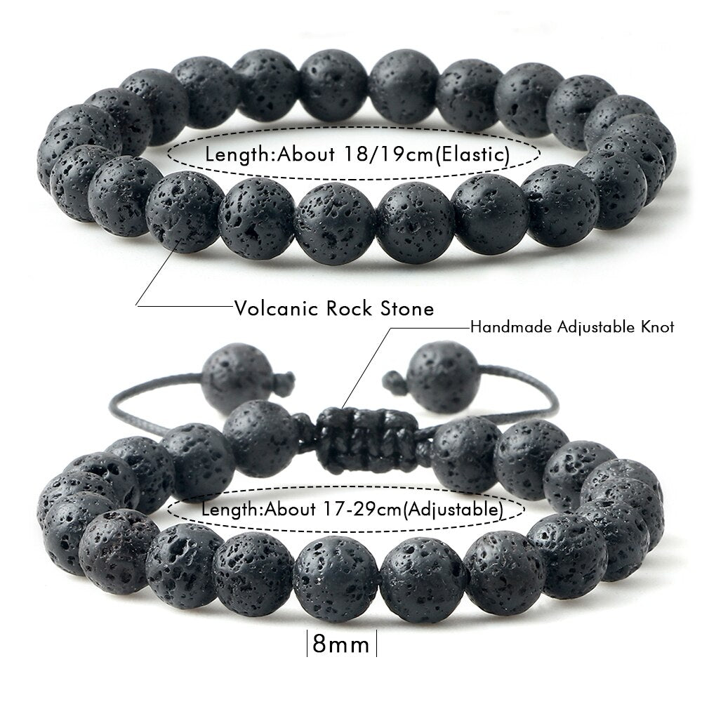 Natural Volcanic Rock Stone Men Bracelets