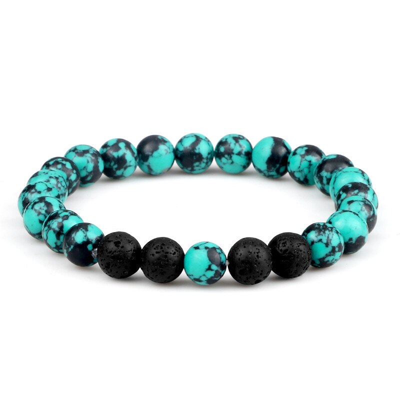 Couples Beaded Bracelet 8mm Natural Black Lava