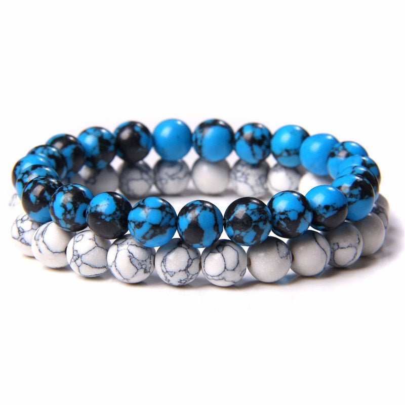 2 Chains Bracelet Set Men Vintage Stretch Bracelets