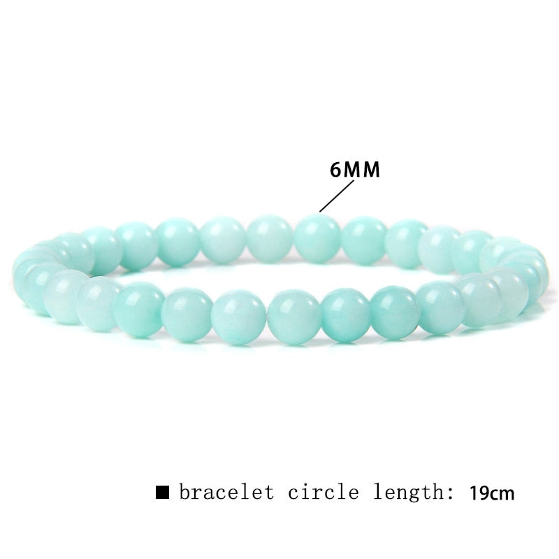Natural Stone Blue 6MM Beads Bracelets For Women