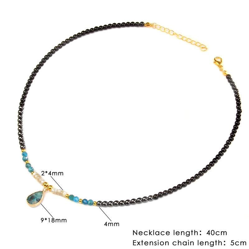 Drop Pendant Necklace Natural Quartz Stone Beaded