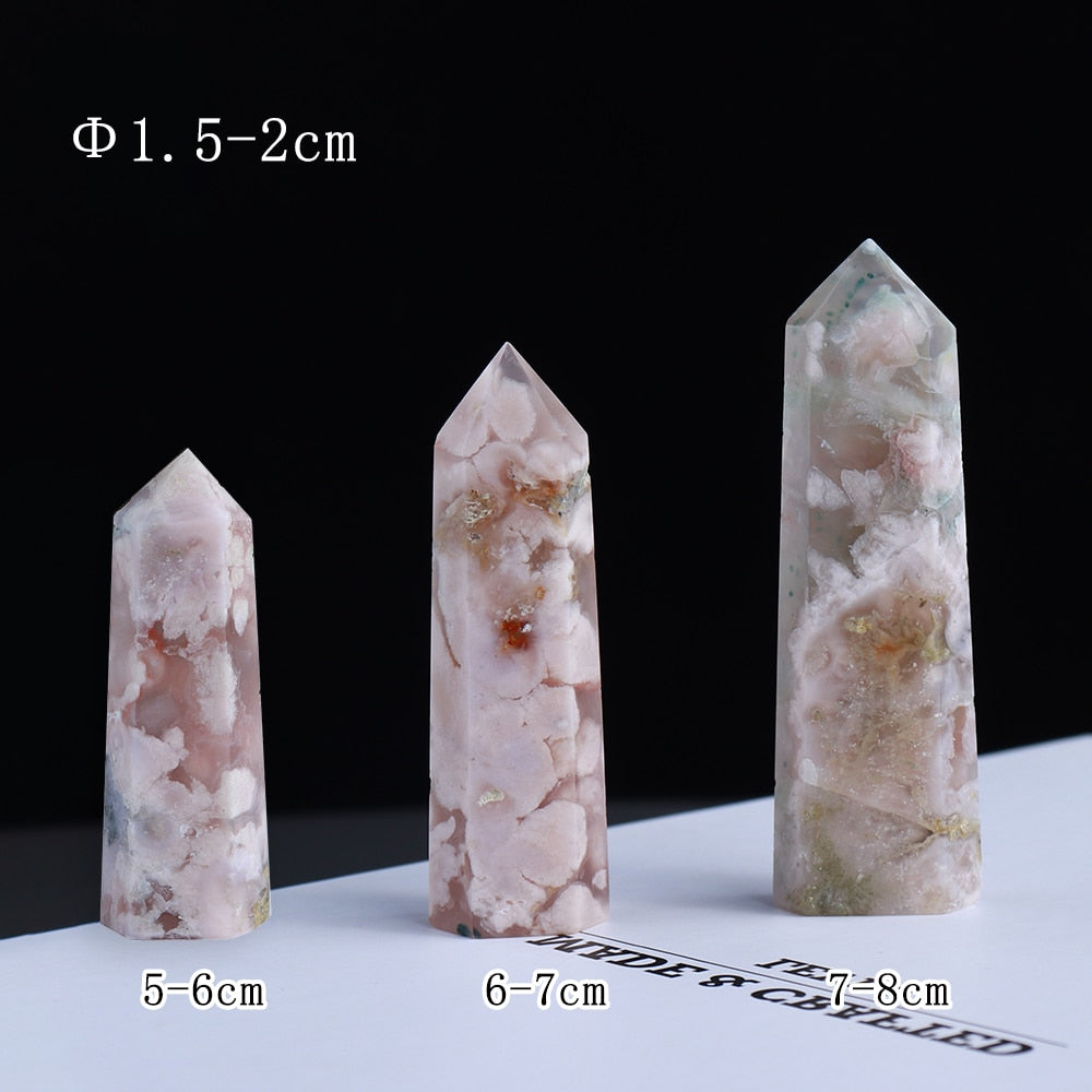 Pink Quartz Tower Sakura Agate Crystal Point Energy