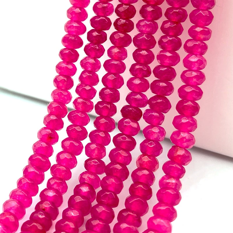 2-4mm Natural Stone Jades Faceted Flat Spacer