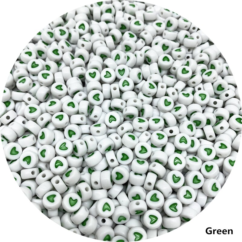 Love Heart Acrylic Flat Round Beads