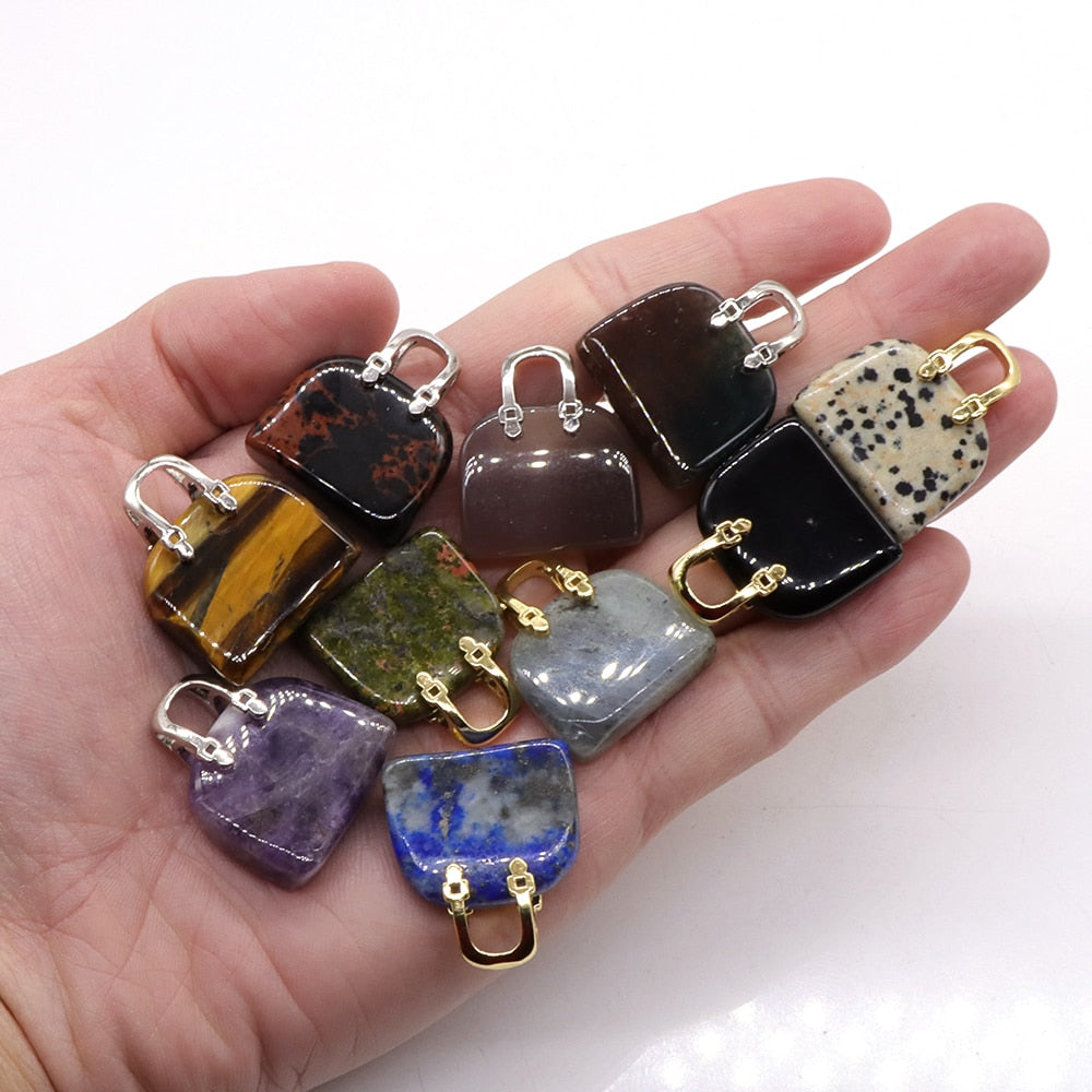 Women Bag Shaped Natural Healing Crystal Amethyst