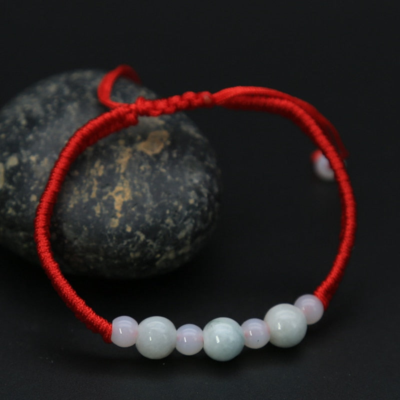 Geometric Natural Jade Red Rope Braid Bracelets
