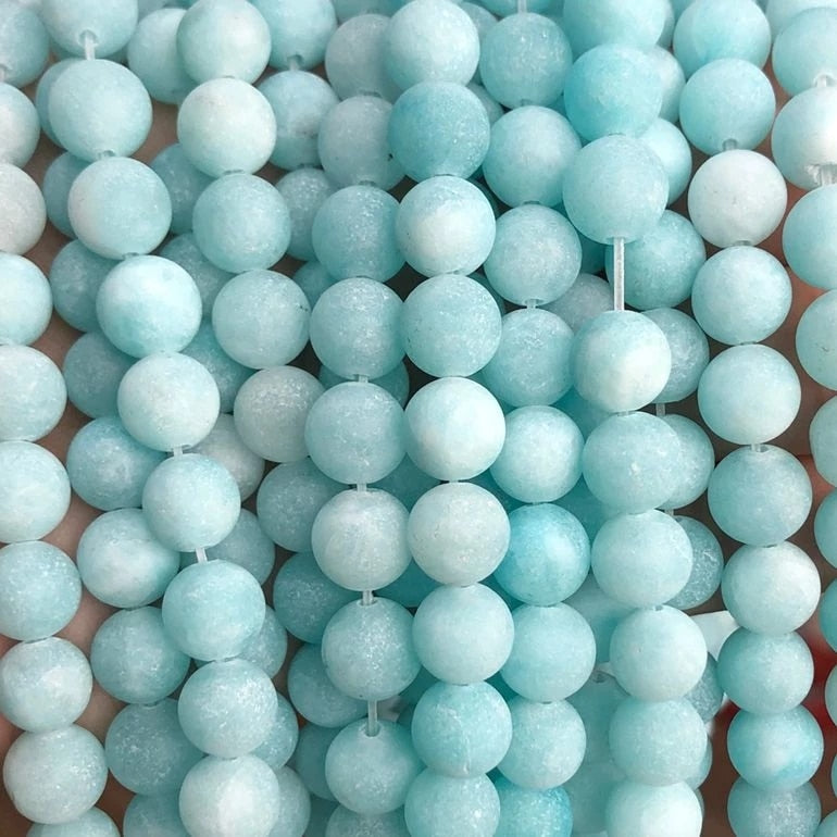 Frosted Blue River Amazonite matte Jades beads