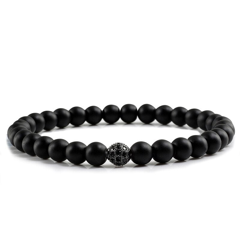 Beaded Bracelets Charm Pave CZ Crown Ball Hematite