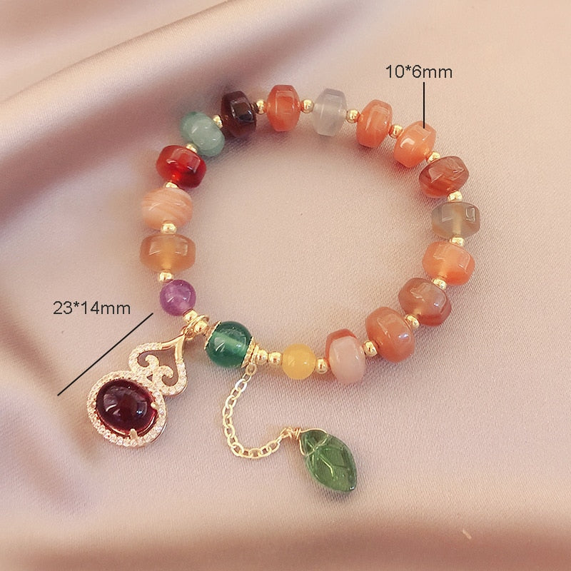 Gourd Shape Natural Agate Jade Beaded Bracelets