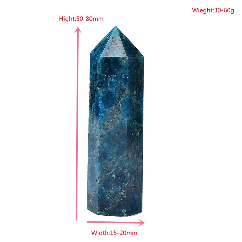 Natural Dark Color Blue Apatite Crystal Point Healing