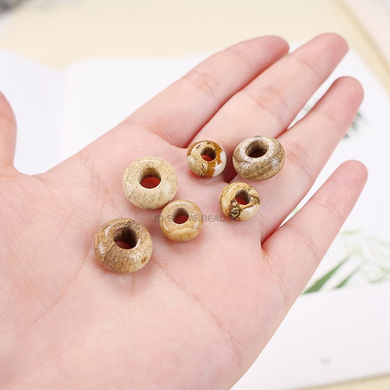 Natural Agate Jade Quartz Stone Big Hole Beads